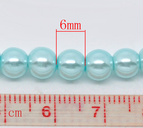 Perly skleněné / modrá - světle / 6mm/ 20ks — foto 2