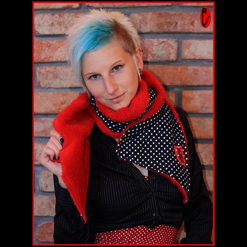 Black polka dot/red minky šála — foto 2