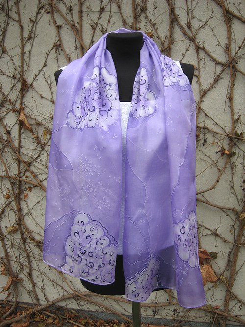 EVEMODE - hedvábný šál "Viola design3" — foto 2