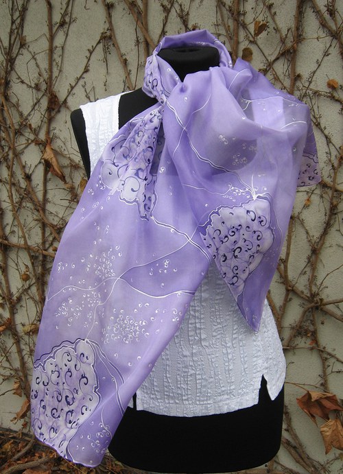 EVEMODE - hedvábný šál "Viola design3" — foto 3