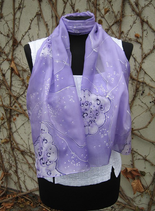 EVEMODE - hedvábný šál "Viola design3" — foto 4