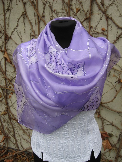 EVEMODE - hedvábný šál "Viola design3" — foto 5