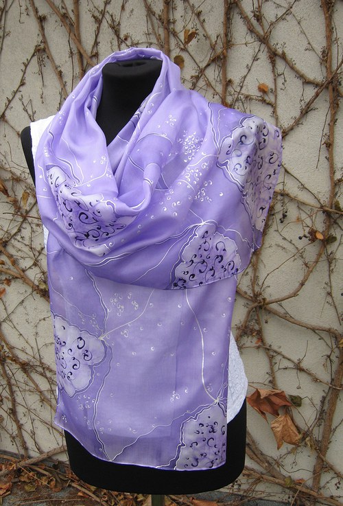 EVEMODE - hedvábný šál "Viola design3" — foto 6
