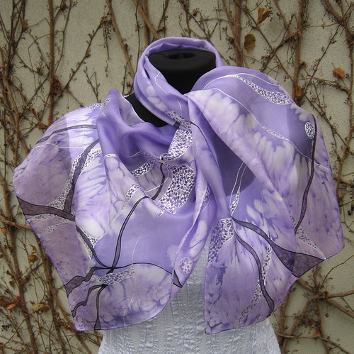 EVEMODE - hedvábný šál "Viola design4" — foto 2