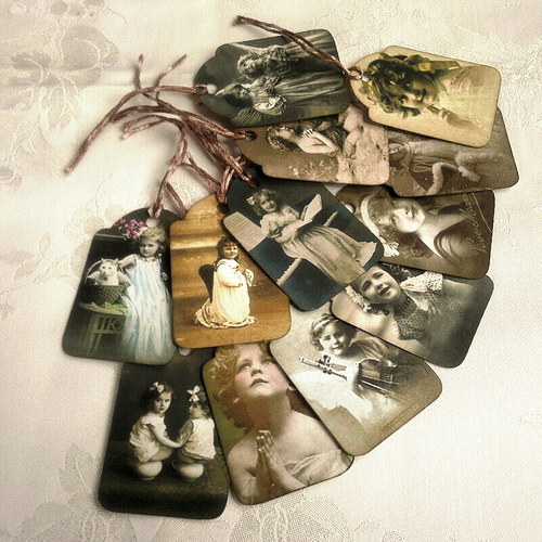 Vánoční vintage visačky 12 ks IV. — foto 2