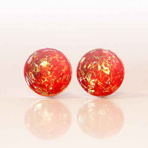 Náušnice GLITTER červená II — foto 2