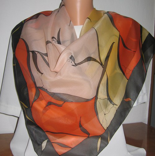 Velký hedvábný šátek 90 x 90cm. — foto 3