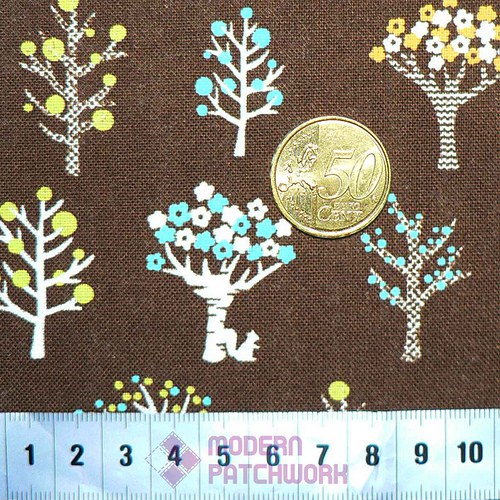 Japonská bavlnená látka: Tree Brown — foto 2