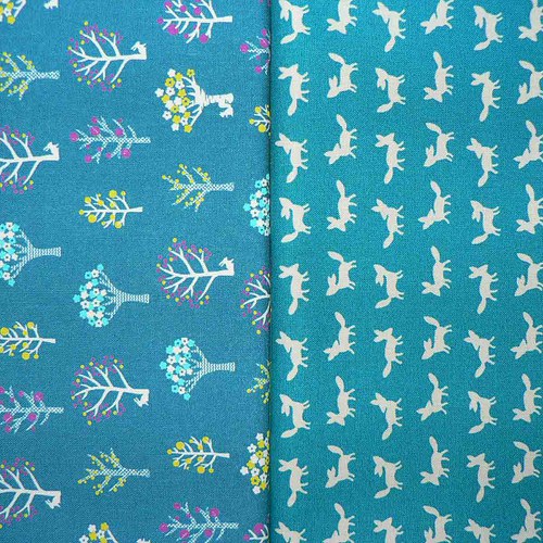 Japonská bavlnená látka: Fox Turquoise — foto 3