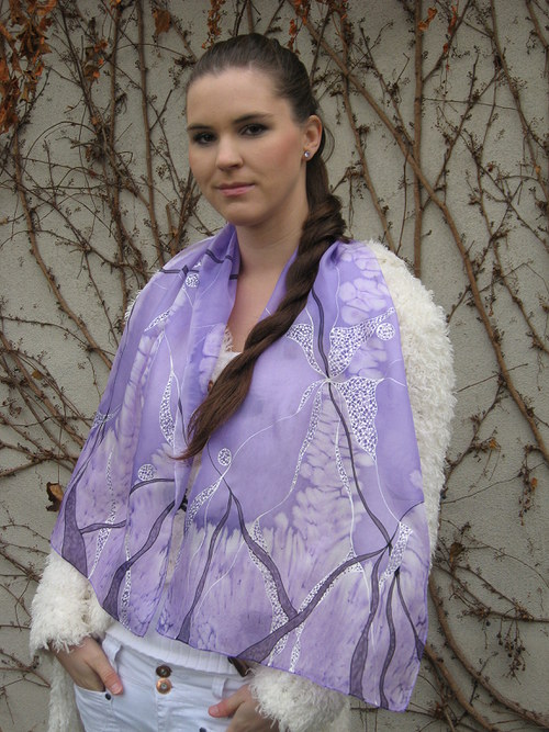 EVEMODE - hedvábný šál "Viola design4" — foto 4