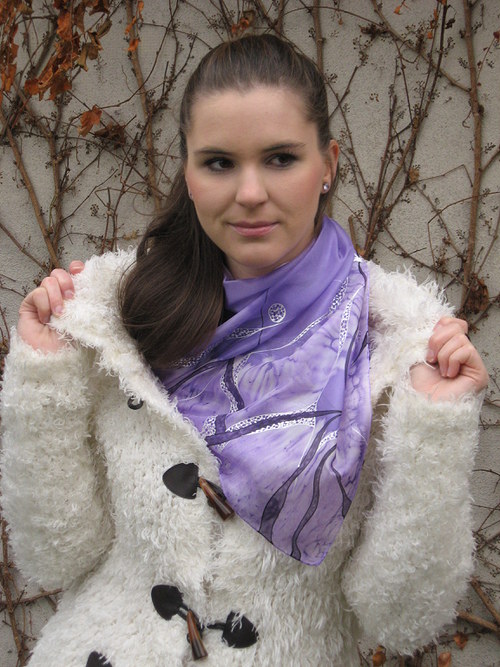 EVEMODE - hedvábný šál "Viola design4" — foto 5
