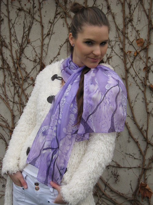 EVEMODE - hedvábný šál "Viola design4" — foto 6