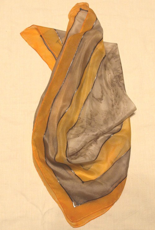 Béž-oranž šátek 55 x 55 — foto 2