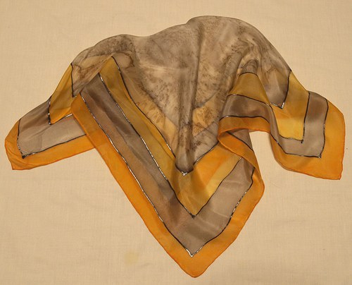 Béž-oranž šátek 55 x 55 — foto 3