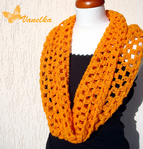 Orange caress - háčkovaný nákrčník — foto 4