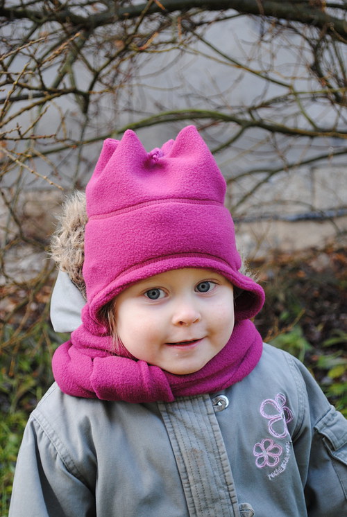 Dětská čepice + šála, lila 1,5 do 2,5 let — foto 4