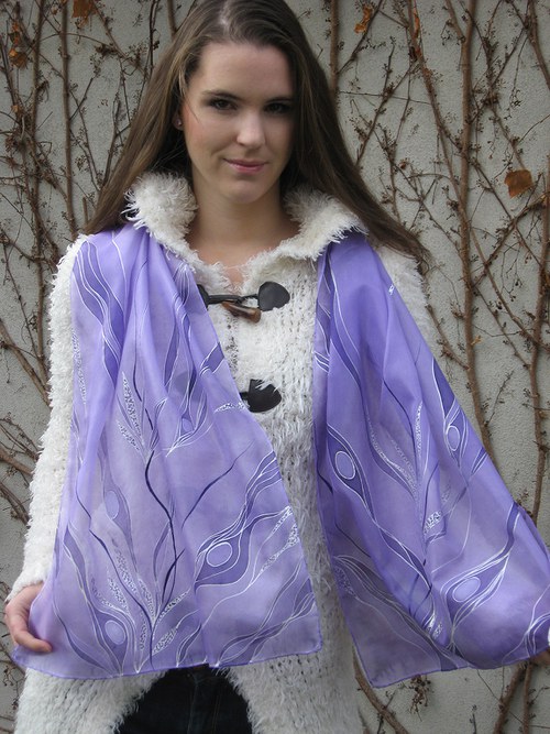 EVEMODE - hedvábný šál "Viola design5" — foto 2