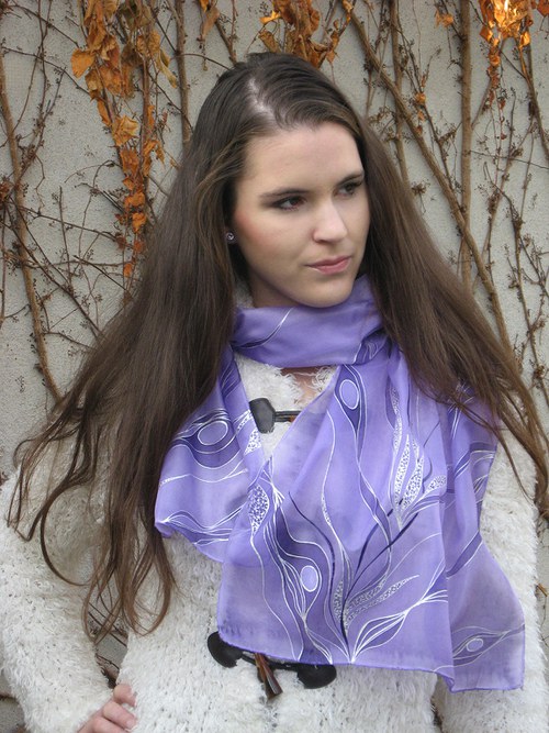 EVEMODE - hedvábný šál "Viola design5" — foto 4