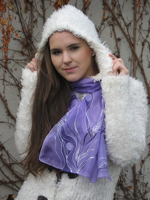 EVEMODE - hedvábný šál "Viola design5" — foto 5