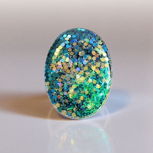 Prsten GLITTER tyrkysový — foto 2
