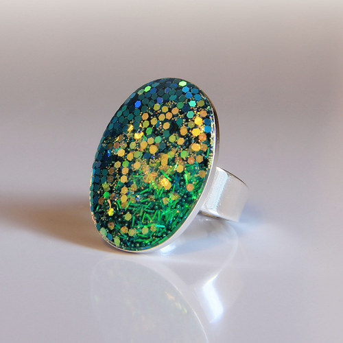 Prsten GLITTER tyrkysový — foto 4