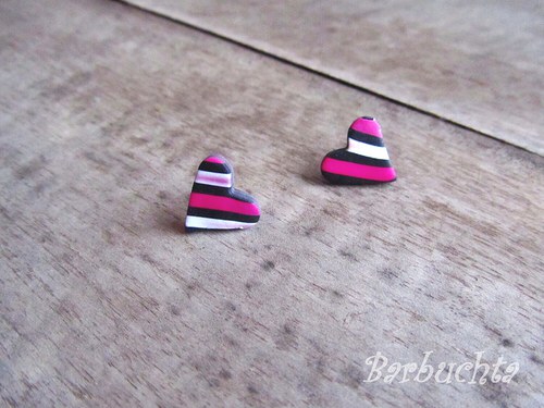 Náušnice pink striped hearts — foto 2
