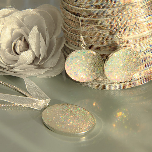 Sada náušnice a náhrdelník GLITTER bílá — foto 2