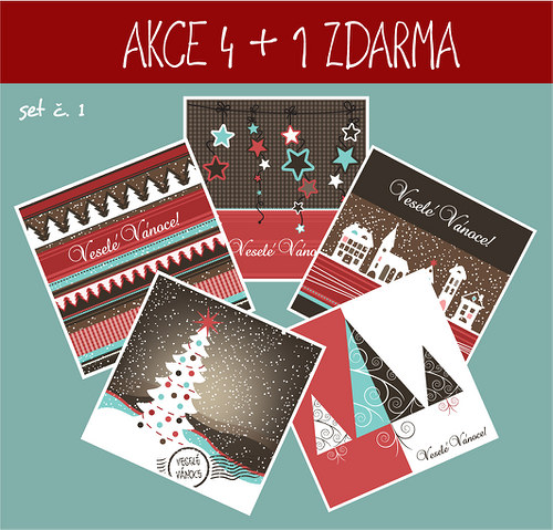 AKCE !!! Vánoční přání 4 +1 zdarma! — foto 2