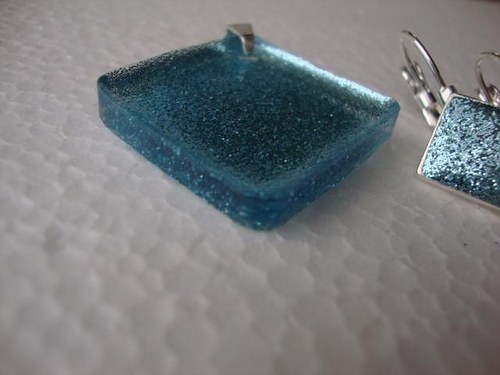 Set náhrdelník s naušnicemi modré glittery — foto 2