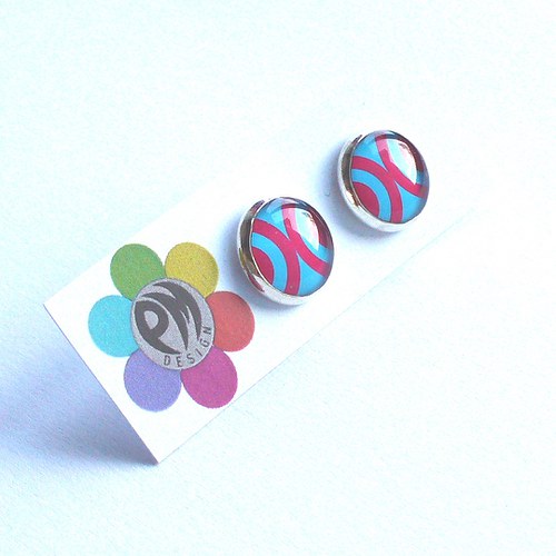 60s půlkruhy brož + náušnice (1,2cm) — foto 2