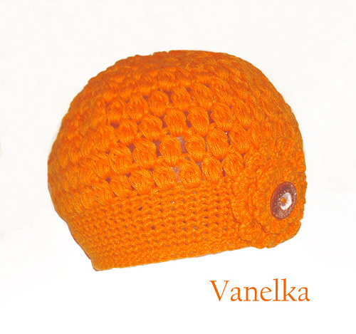 Orange caress - háčkovaný baret — foto 2