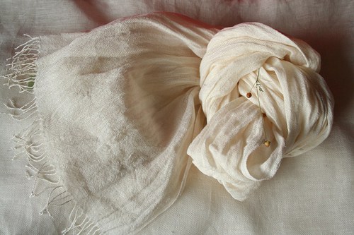 Lněná šála-pléd_slonová kost_2 — foto 2