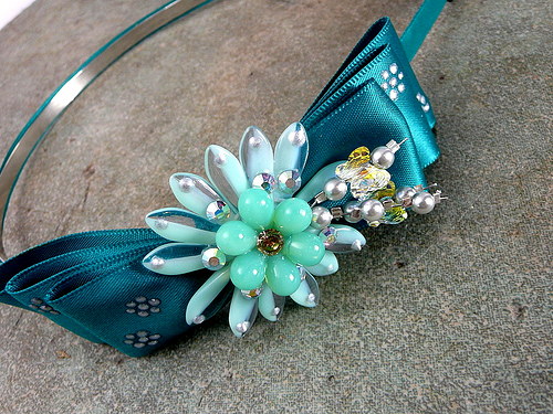 Čelenka " Green evening with flowers " — foto 2