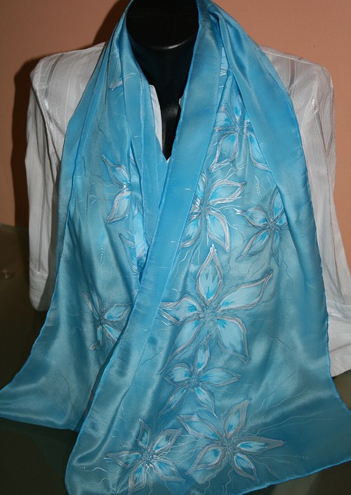 Šála - Světlemodré květy — foto 2
