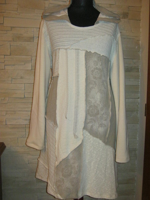 Maxi dlouhý svetr PATCHWORK -bavlna len — foto 2
