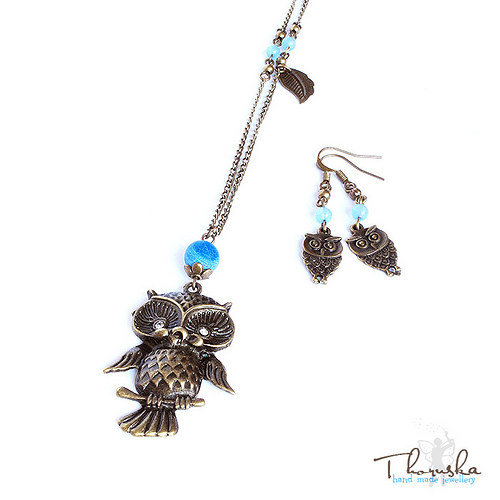 Set 'Owl' s achátem a jadeitem — foto 2
