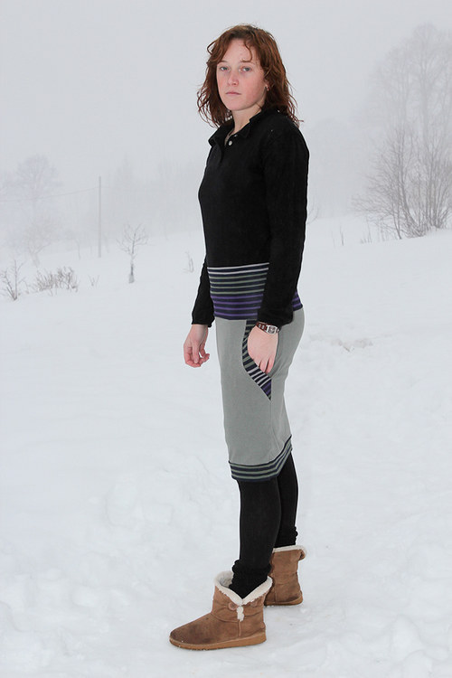 Sukýnka úpletová khaki — foto 3