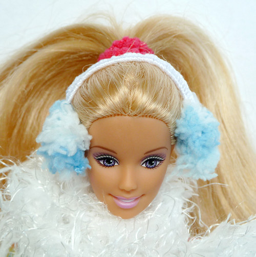 Modro-bílé klapky na uši pro Barbie — foto 2