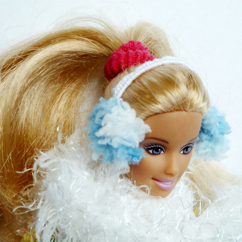 Modro-bílé klapky na uši pro Barbie — foto 3