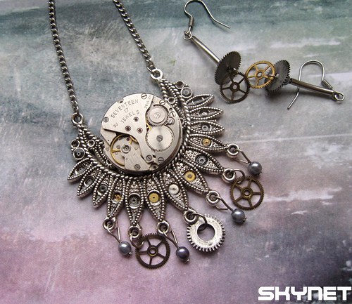 Steampunkový náhrdelník a náušnice — foto 4