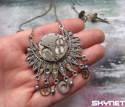 Steampunkový náhrdelník a náušnice — foto 6