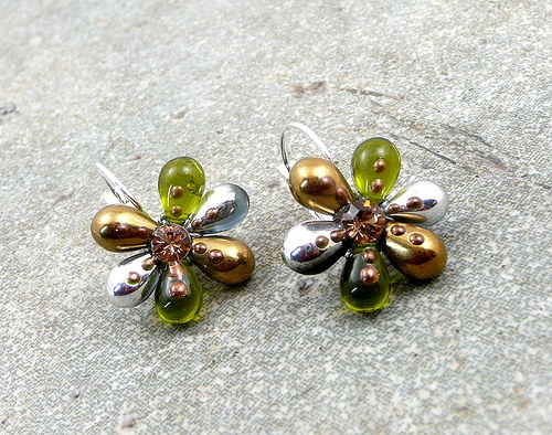 Náušnice : " Silver and green " — foto 2
