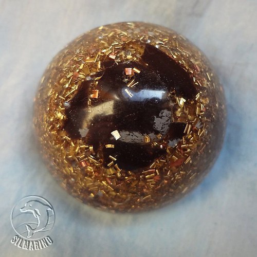 Polokoulička vločkový obsidián - orgonit — foto 2
