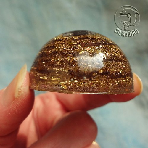 Polokoulička vločkový obsidián - orgonit — foto 4