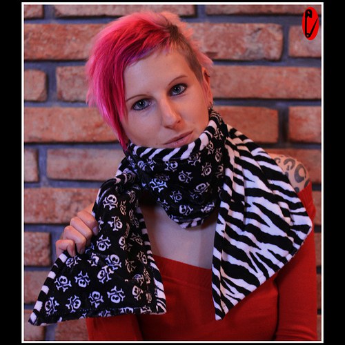 Zebra/skull minky šála — foto 3