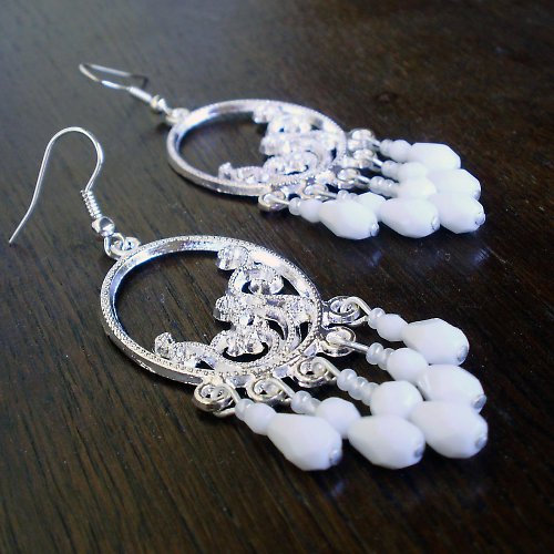 White - ramínkové náušnice — foto 4