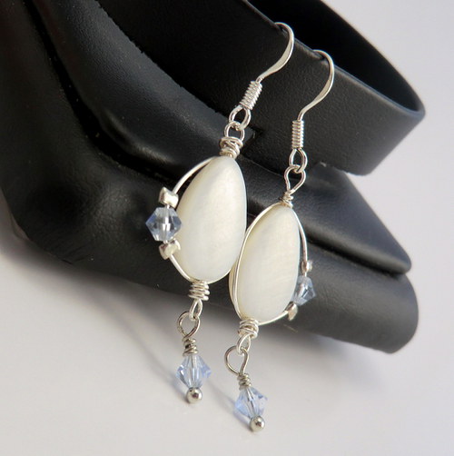 Naušnice Wire wrapping - Perleťové/Ag... — foto 2