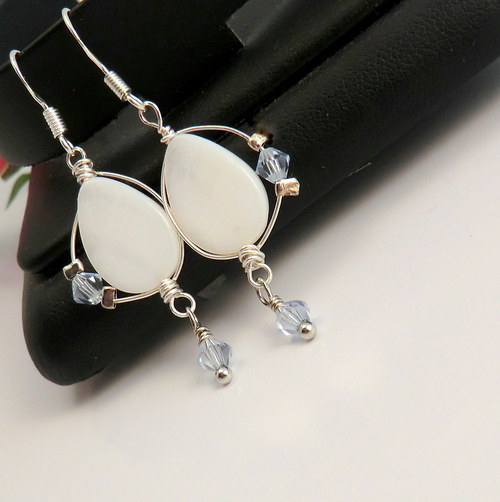 Naušnice Wire wrapping - Perleťové/Ag... — foto 3