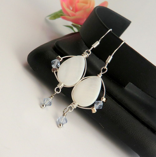 Naušnice Wire wrapping - Perleťové/Ag... — foto 4