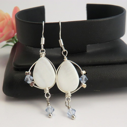 Naušnice Wire wrapping - Perleťové/Ag... — foto 5